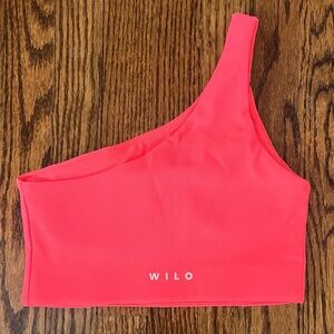 NWOT WILO The Label One Shoulder Active Coral Crop Top Size Small